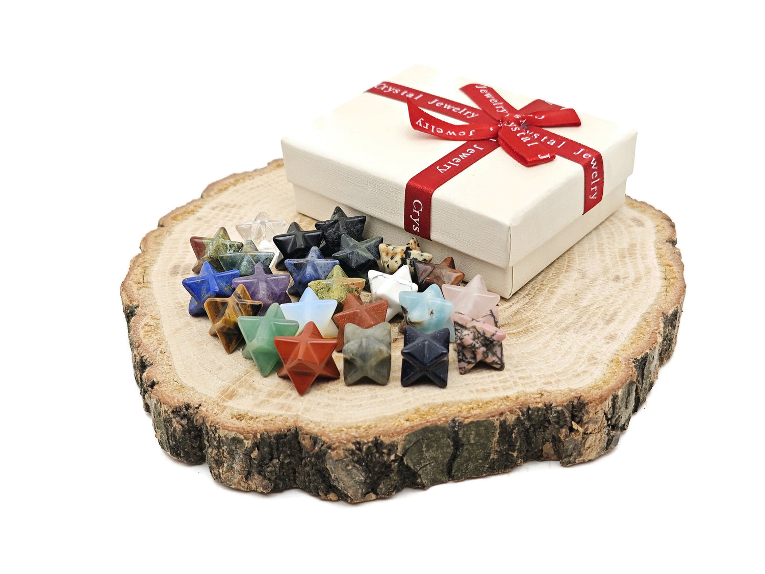 Coffret Mystère en Cristal - Étoile Merkaba Gravée - 10 Pierres Précieuses Aléatoires - Lithothérapie - Cadeau Cristal Idéal - Cristaux Énergétiques - KIT12