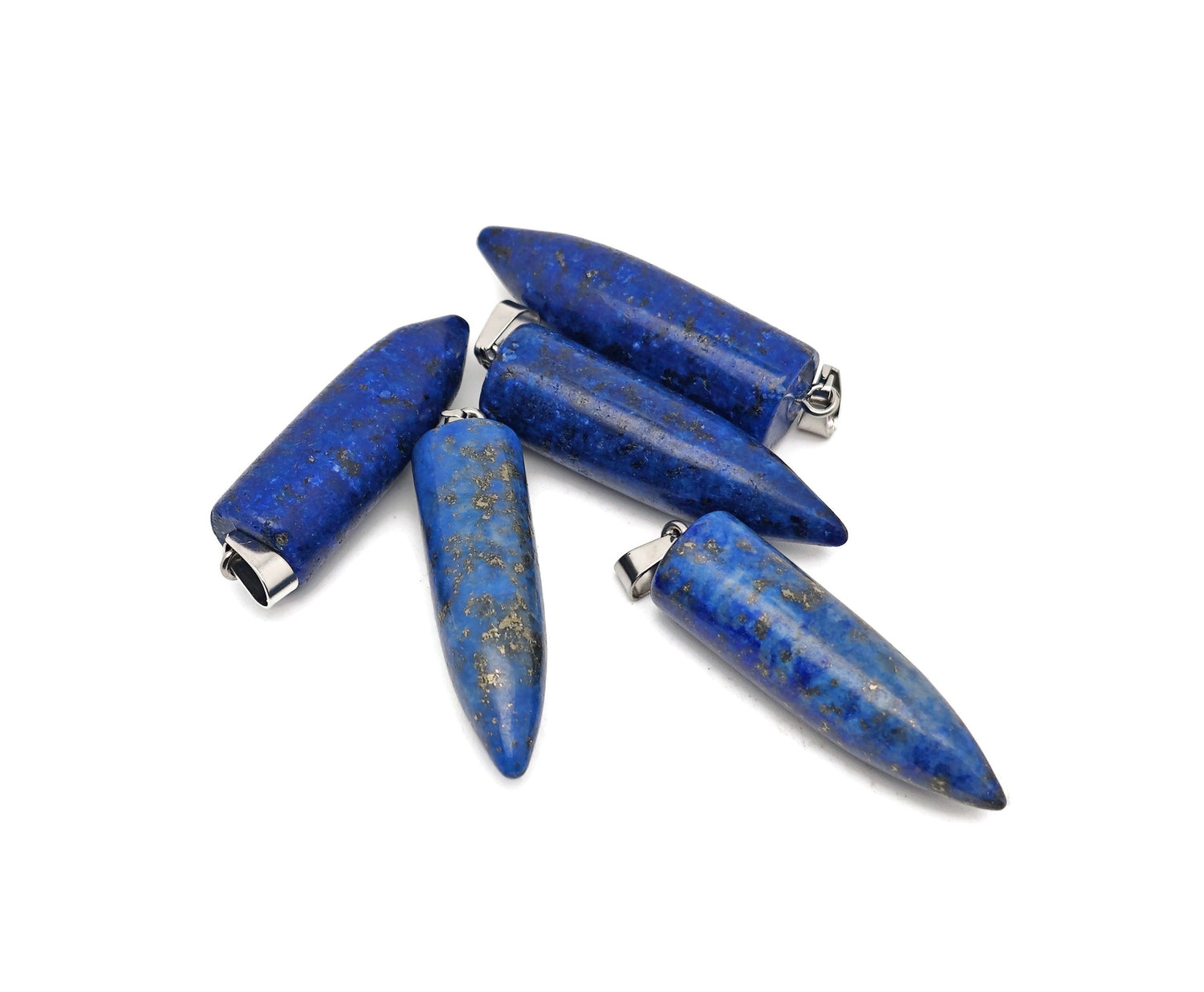 Pendentif en lapis-lazuli en forme de balle - Collier en cristal - Balle polie et sculptée - Lithothérapie - Pierre précieuse minérale - NC1451