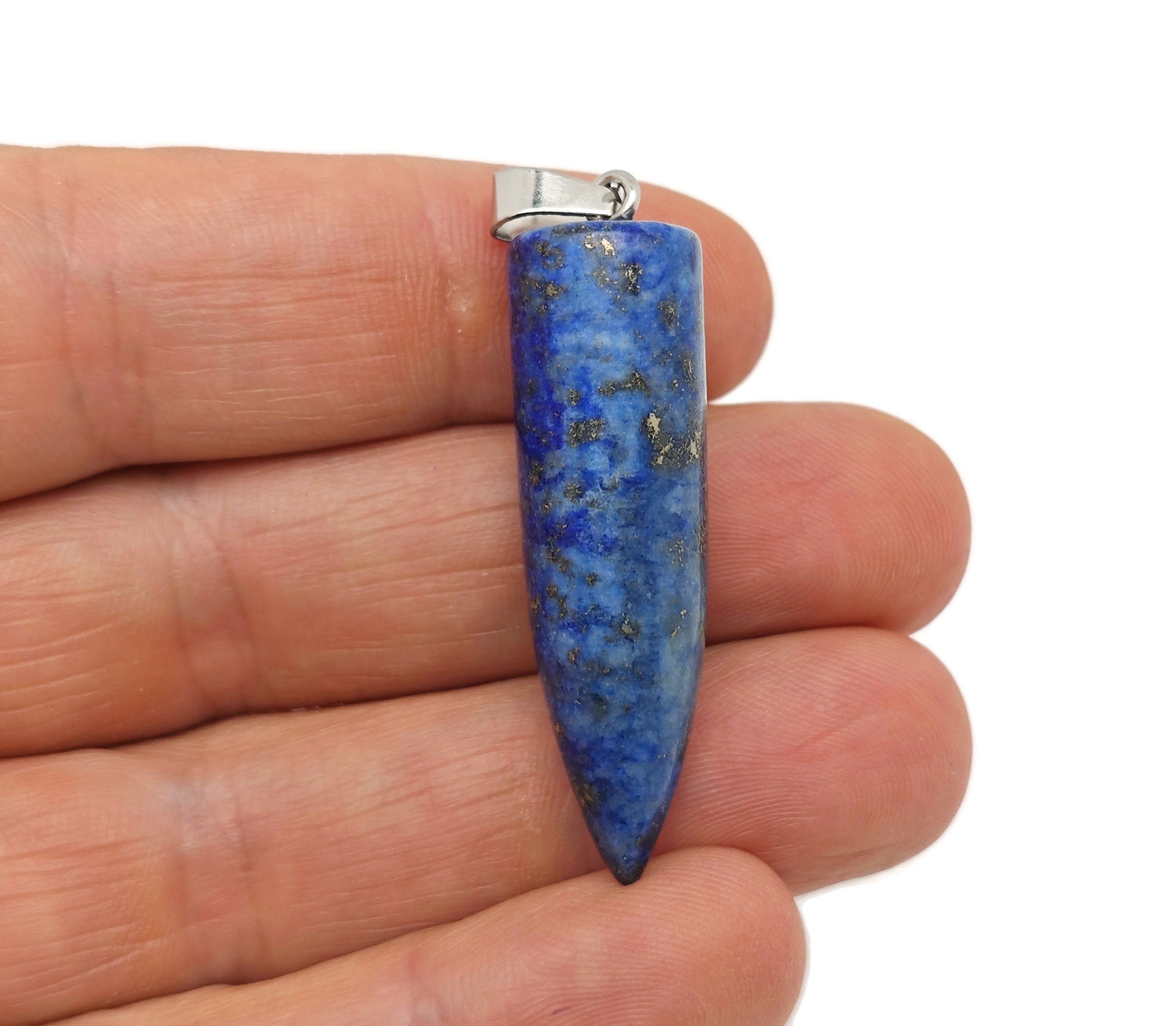 Pendentif en lapis-lazuli en forme de balle - Collier en cristal - Balle polie et sculptée - Lithothérapie - Pierre précieuse minérale - NC1451