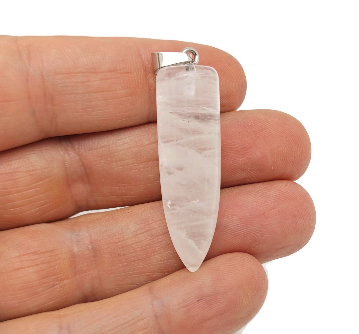 Clear Quartz Bullet Gemstone Pendant - Polished Bullet Carved - NC1454