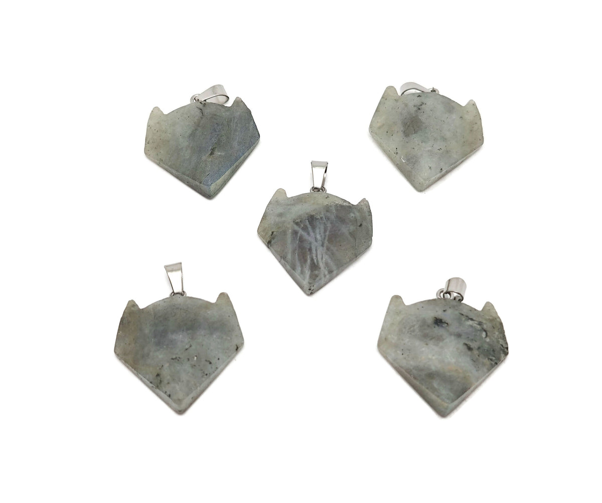 Labradorite wolf head gemstone pendant featuring vibrant crystal hues, crafted by GemstoneGO for unique jewelry accessories.