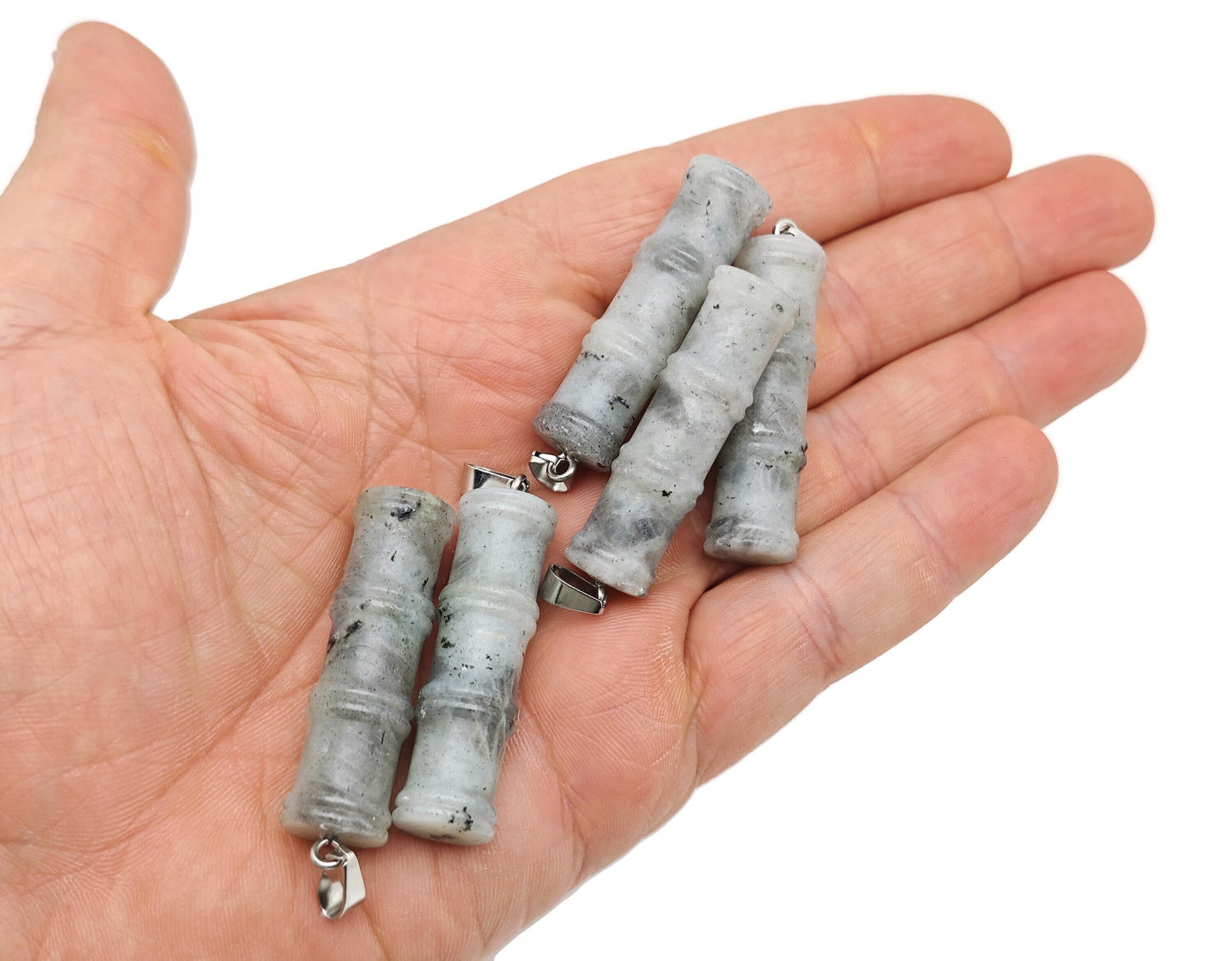 Labradorite Bamboo Shape Crystal Pendant - Protect Crystal - NC1498