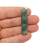 Green strawberry quartz bamboo-shaped crystal pendant by GemstoneGO, featuring a protective crystal design.