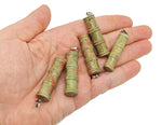 Unakite crystal pendant in bamboo shape by GemstoneGO, featuring protective energies and natural green and pink hues.
