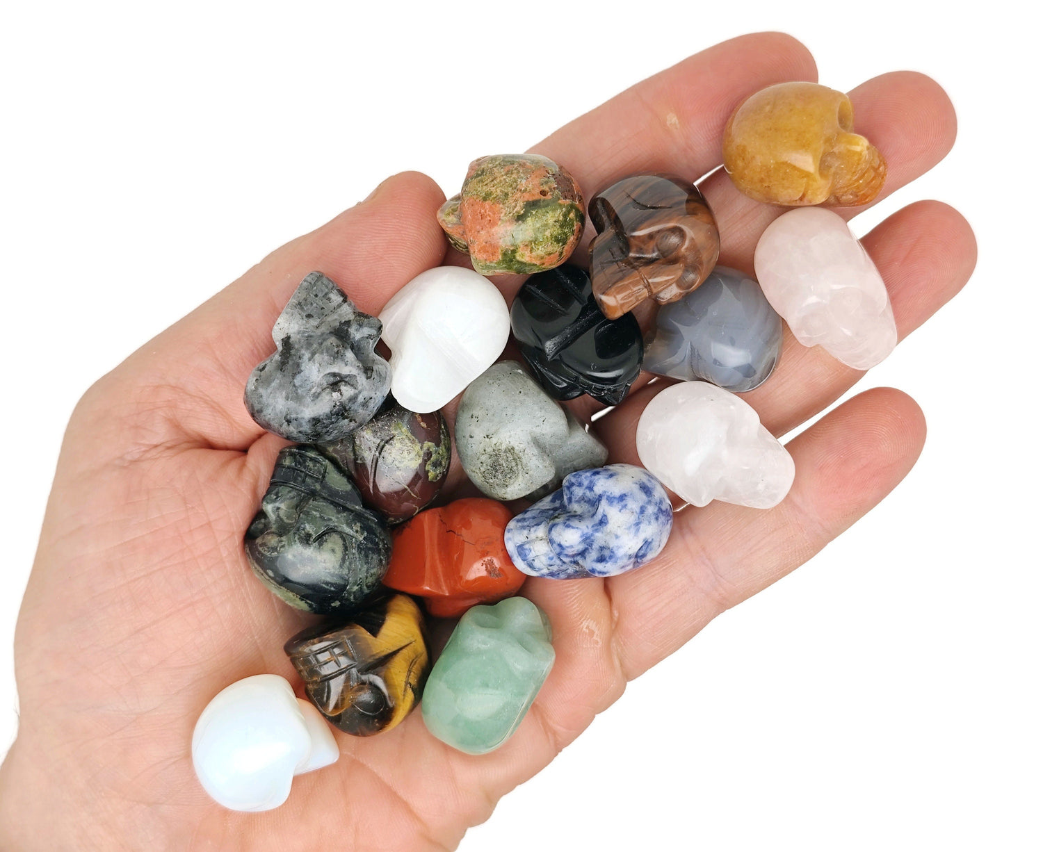 Coffret Mystère en Cristal - Crâne Sculpté - 7 Pierres Précieuses Aléatoires - Lithothérapie - Cadeau Cristal Idéal - Cristaux Énergétiques - KIT11