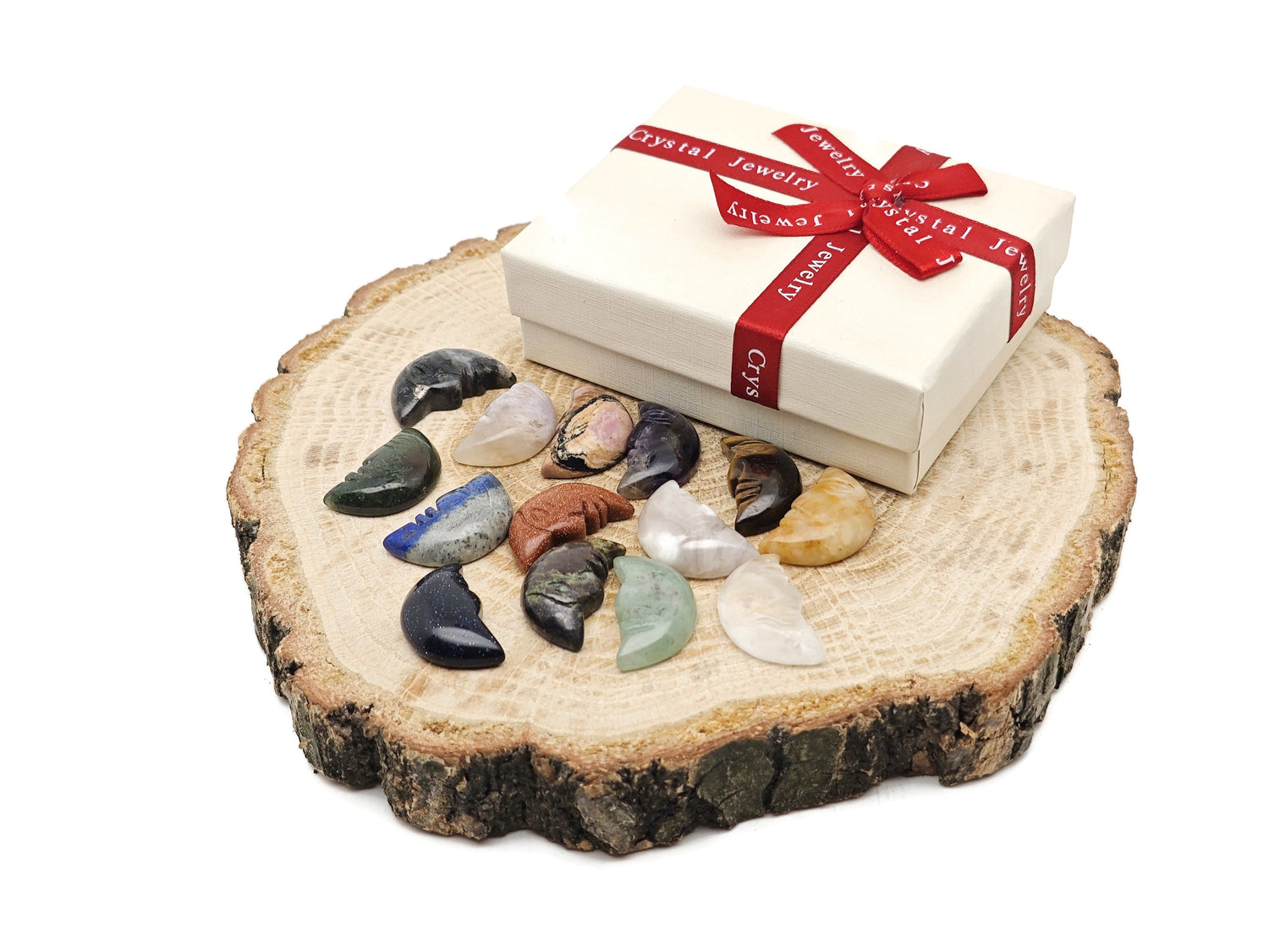 Coffret Mystère Cristal Sculpture Visage de Lune - 7 Pierres Précieuses Aléatoires - Lithothérapie - Cadeau Cristal Idéal - Cristaux Énergétiques - KIT13