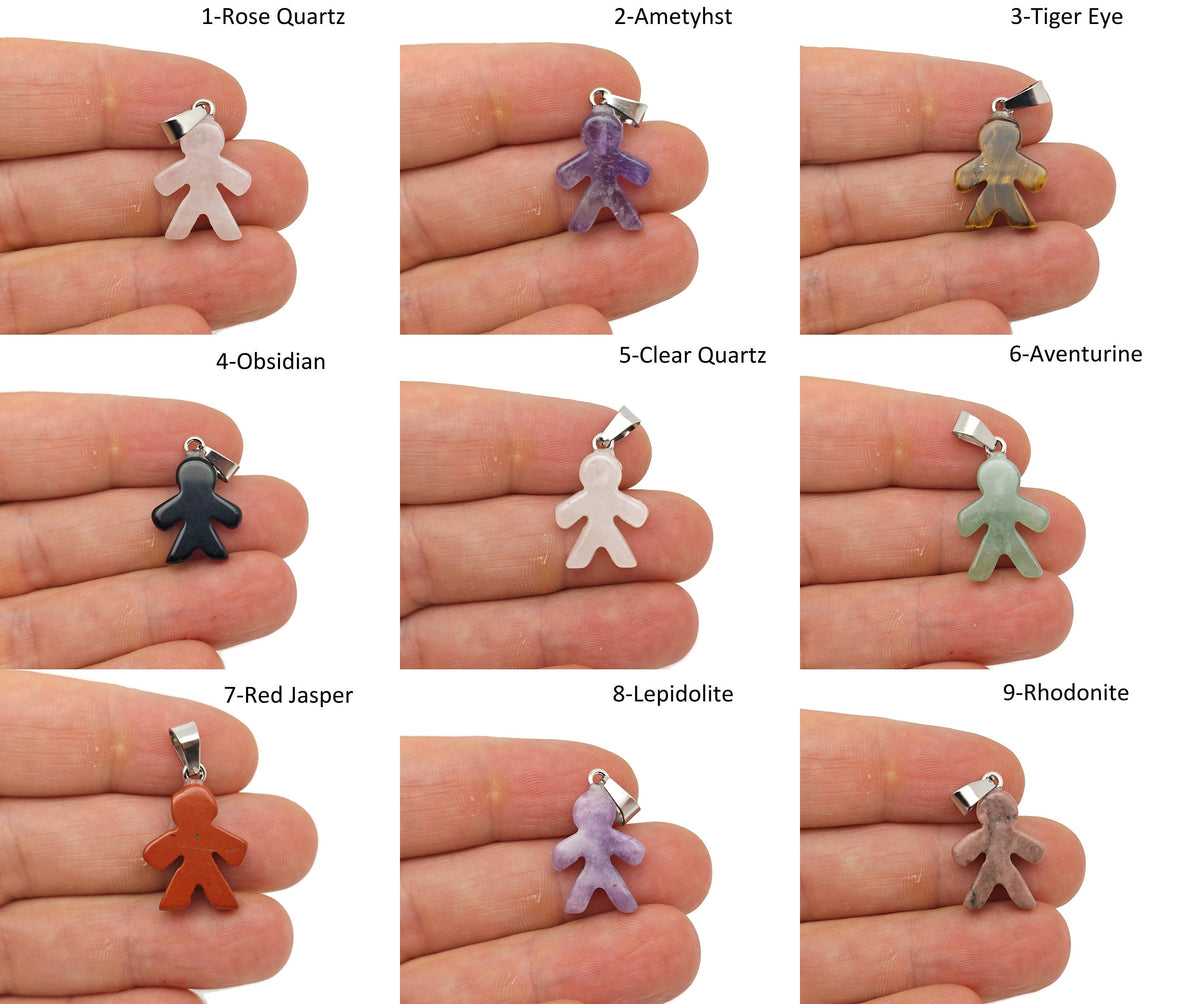 Gingerbread cookies men crystal pendant by GemstoneGO, detailed mineral specimen with festive gingerbread design for Christmas gift.