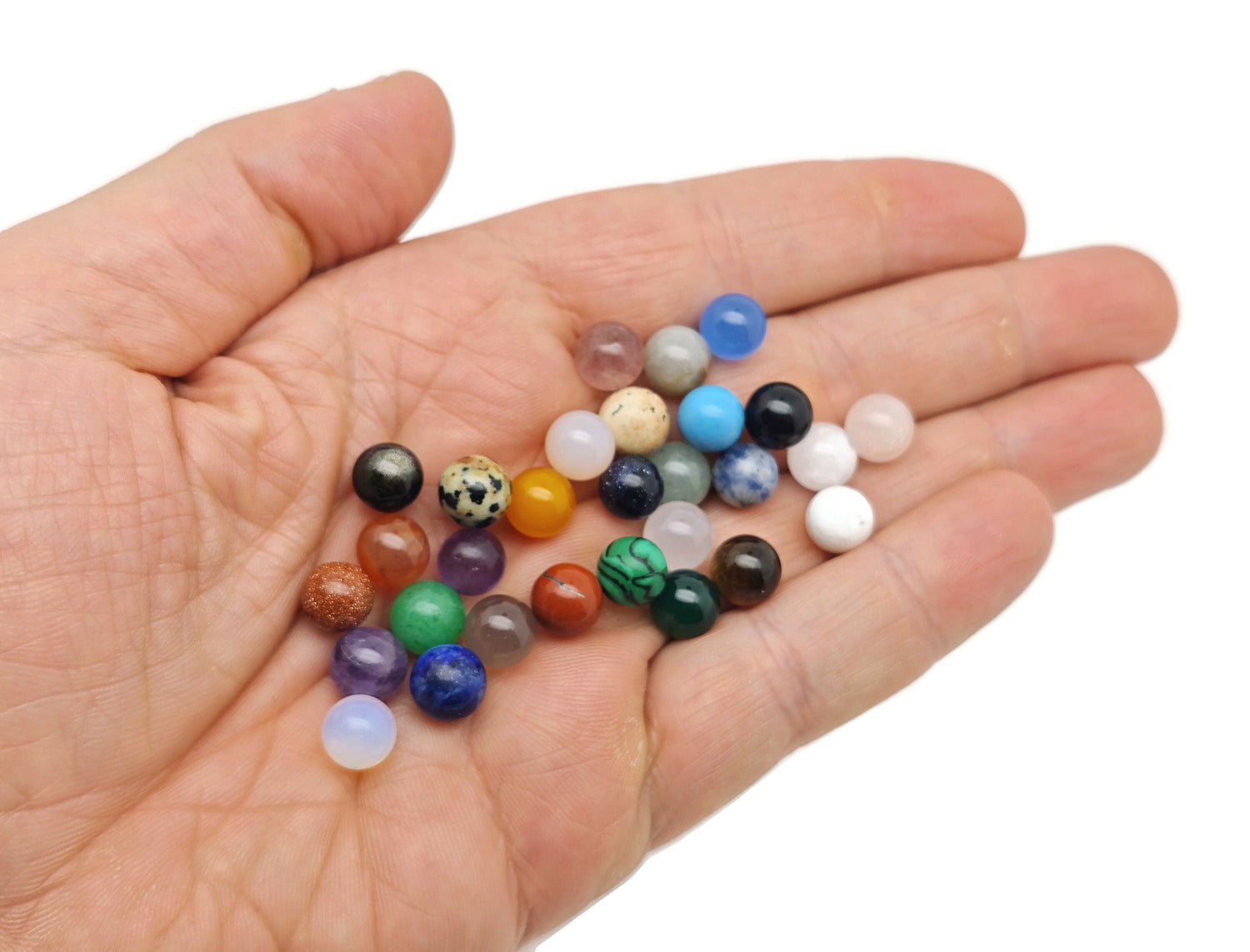 8mm Mini Sphere Gemstone Crystal Ball with mixed colorful gemstones from GemstoneGO, showcasing vibrant polished stone spheres.