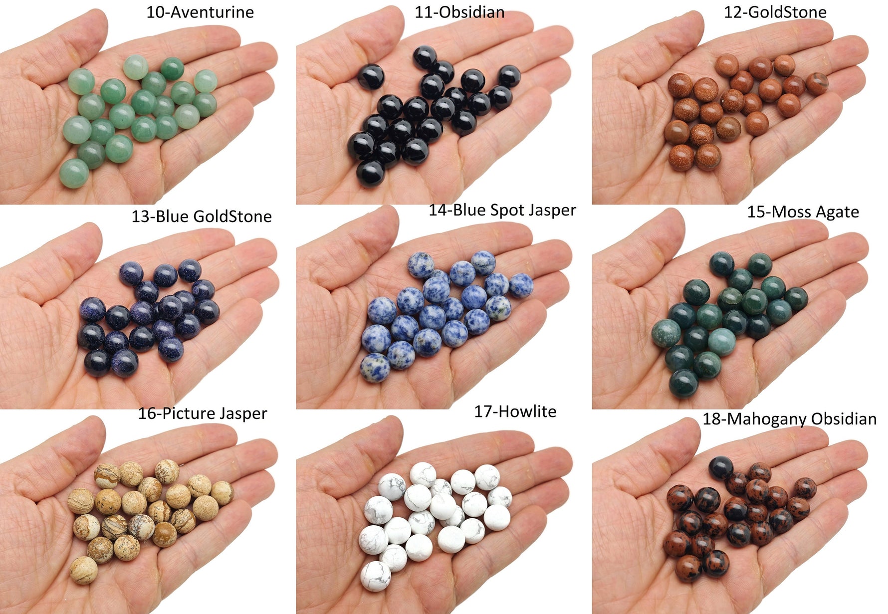 12mm mixed gemstone crystal sphere from GemstoneGO, showcasing a polished, colorful collection of natural gemstone balls.