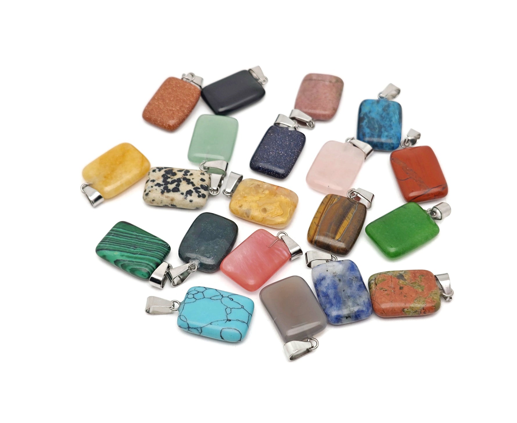 Rectangle shape crystal pendant from GemstoneGO featuring natural gemstone quality, perfect for jewelry making and wholesale gemstone supplies.