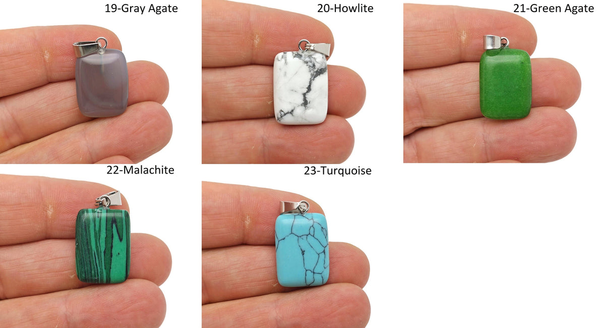 Rectangle-shaped crystal pendant from GemstoneGO featuring natural gemstone quality with a mixed gemstone design.
