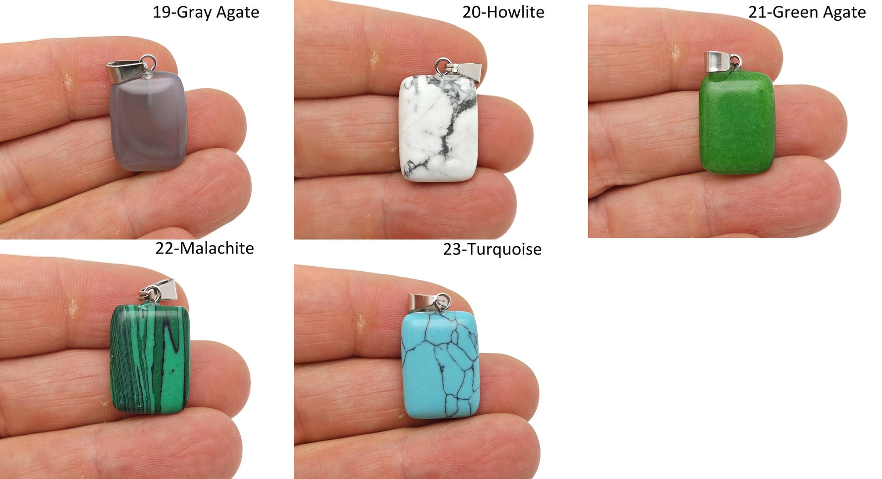 Rectangle-shaped crystal pendant from GemstoneGO featuring natural gemstone quality with a mixed gemstone design.