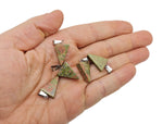 Triangle shape crystal pendant from GemstoneGO for jewelry making, shown in a close-up image with a silver bail attachment.