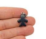 Obsidian gingerbread cookie men crystal pendant from GemstoneGO, featuring detailed mineral specimen design on a silver setting.