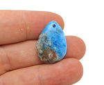 Blue Apatite dainty drop crystal pendant for DIY jewelry making, featuring a polished blue gemstone and delicate silver setting.