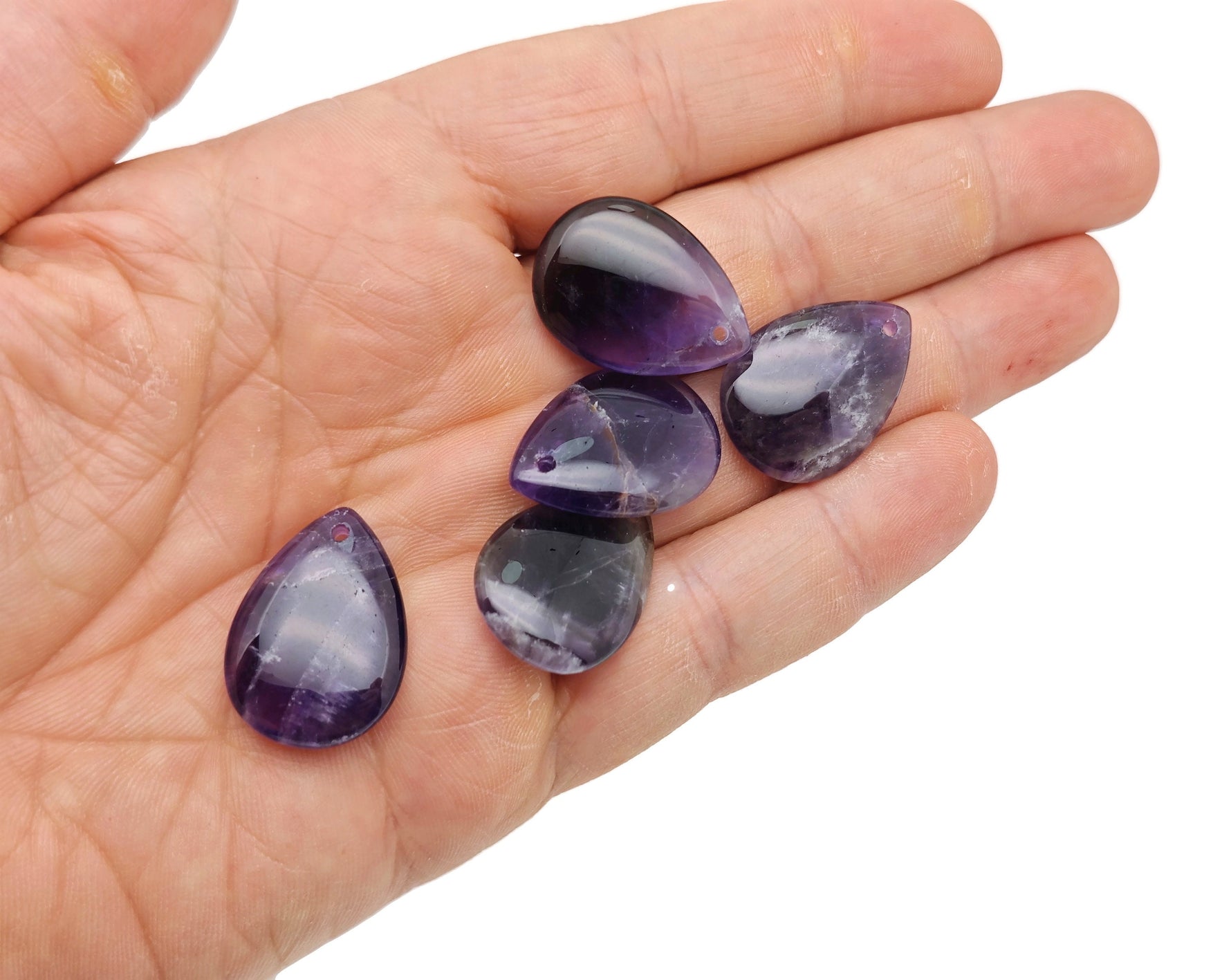 Dainty amethyst drop crystal pendant for DIY jewelry making by GemstoneGO, featuring a purple gemstone with silver setting.