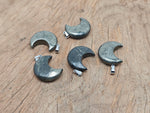 Pyrite moon gemstone pendant featuring a crescent moon design by GemstoneGO, showcasing the metallic luster and natural stone details.