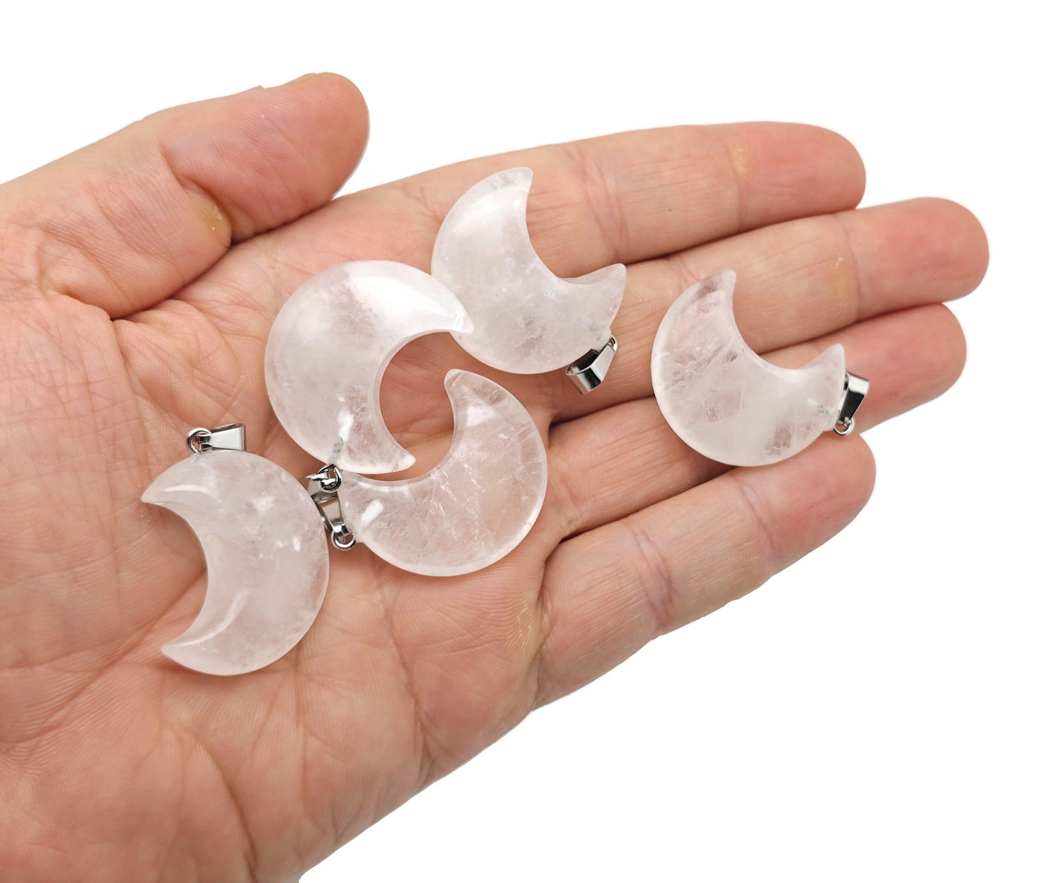 Clear Quartz Moon Gemstone Pendant - Crescent Moon - NC1552