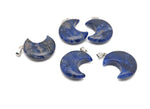 Sodalite moon gemstone pendant featuring a crescent moon design from GemstoneGO, showcasing deep blue and white stone details.