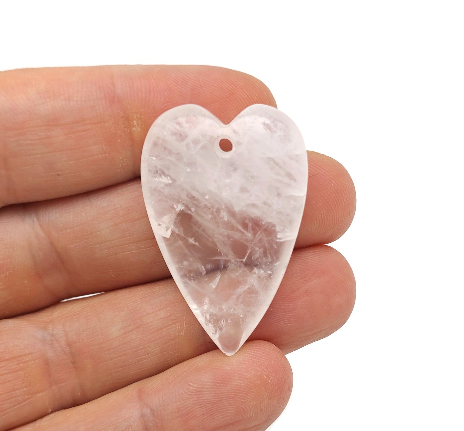 Clear Quartz Long Heart Love Crystal Pendant - Heart Shaped Healing Gemstone - NC1566