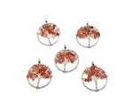 Carnelian Tree of Life gemstone pendant from GemstoneGO, featuring vibrant orange carnelian stones and intricate metalwork.