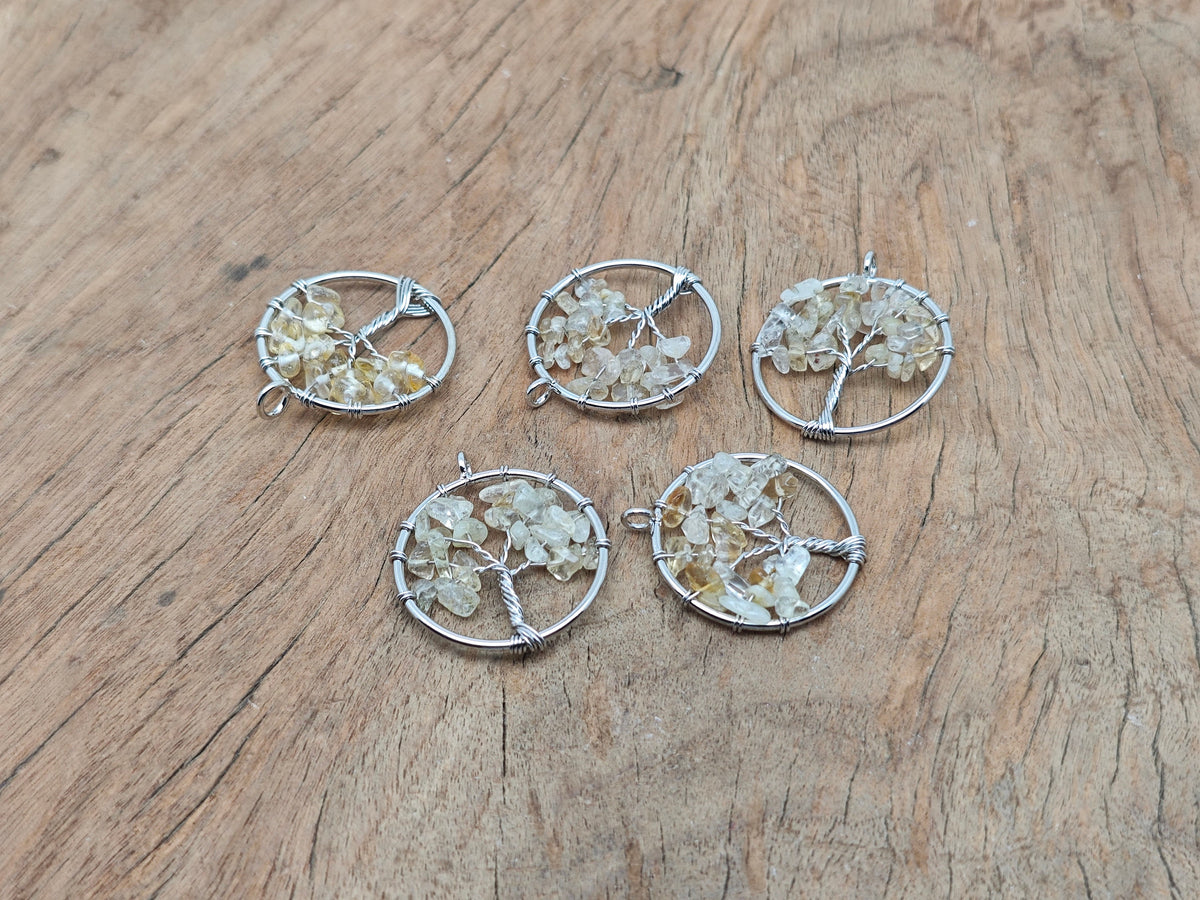 Citrine Tree of Life gemstone pendant from GemstoneGO, featuring a detailed pendant with vibrant yellow citrine stones.