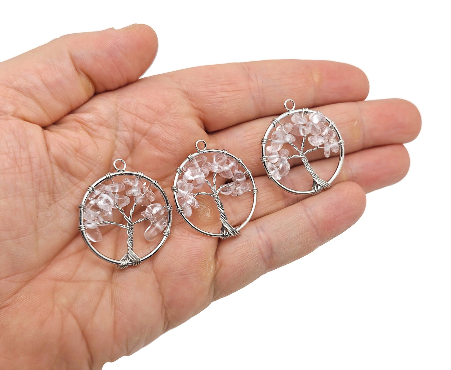Clear Quartz Tree Of Life Gemstone Pendant - Bulk Wholesale Crystals - NC1582