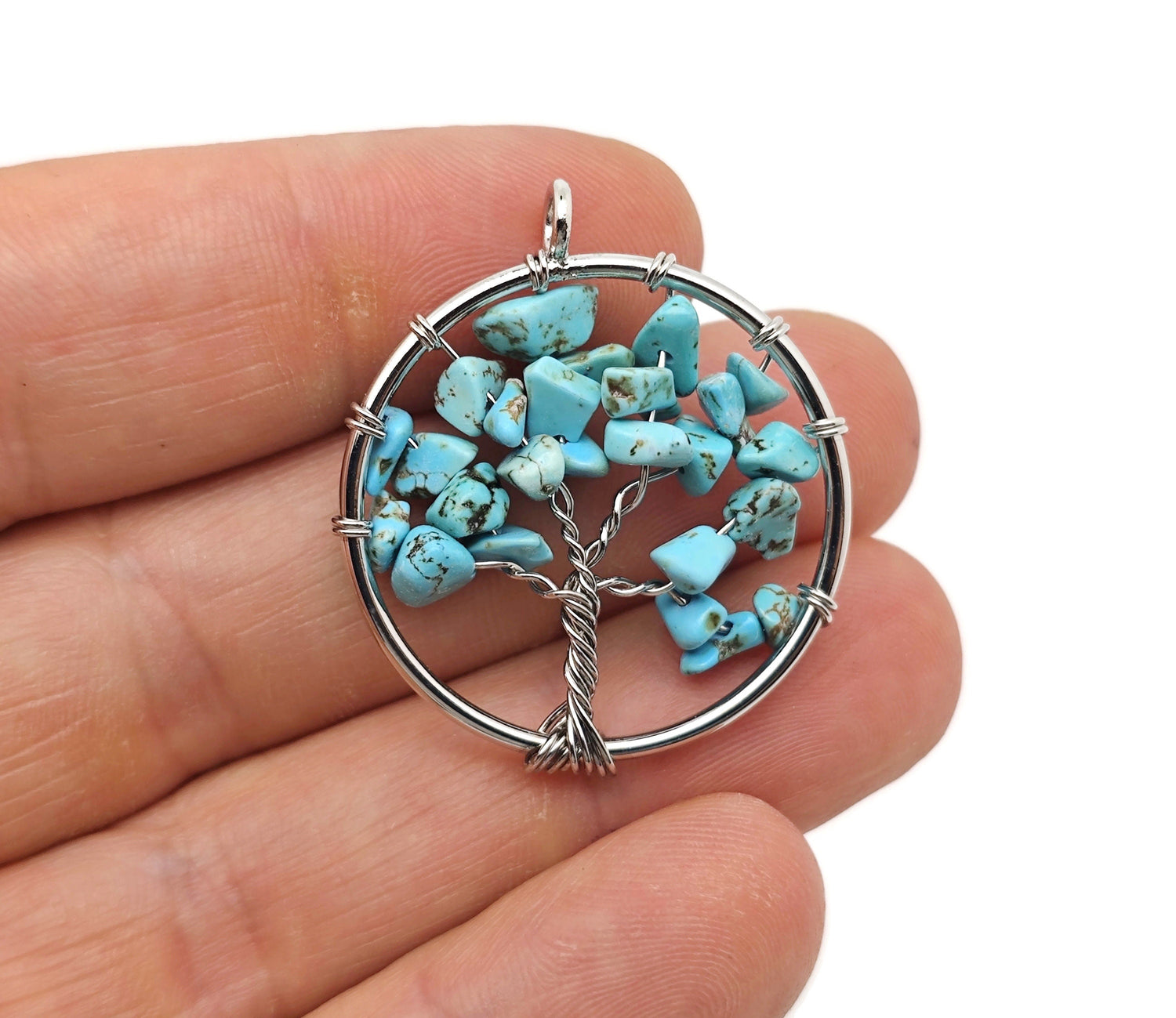 Turquoise Tree Of Life Gemstone Pendant - Bulk Wholesale Crystals - NC1590