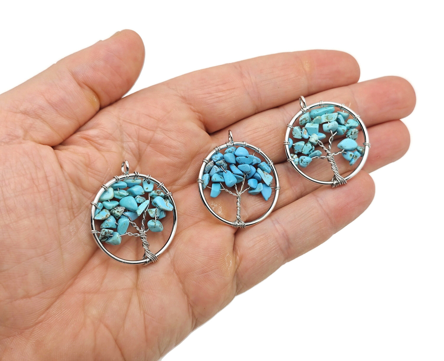 Turquoise Tree Of Life Gemstone Pendant - Bulk Wholesale Crystals - NC1590