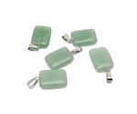 A rectangular aventurine crystal pendant from GemstoneGO, showcasing a smooth green gemstone with natural inclusions.