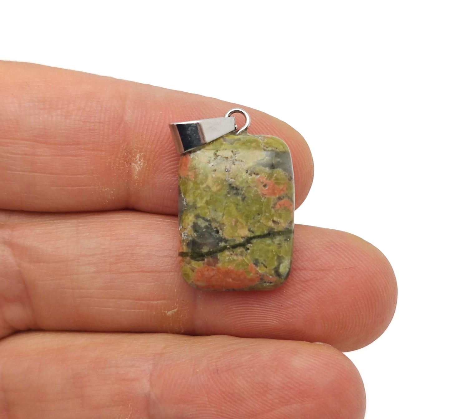 Colgante de cristal rectangular de unakita - Piedras preciosas al por mayor - NC1608