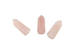 Rose quartz obelisk tower crystal, 40mm gemstone sculpture by GemstoneGO, featuring a pink, polished crystal point with natural veining.