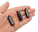Obsidian obelisk tower crystal, 40mm, gemstone sculpture with smooth black surface, from GemstoneGO.