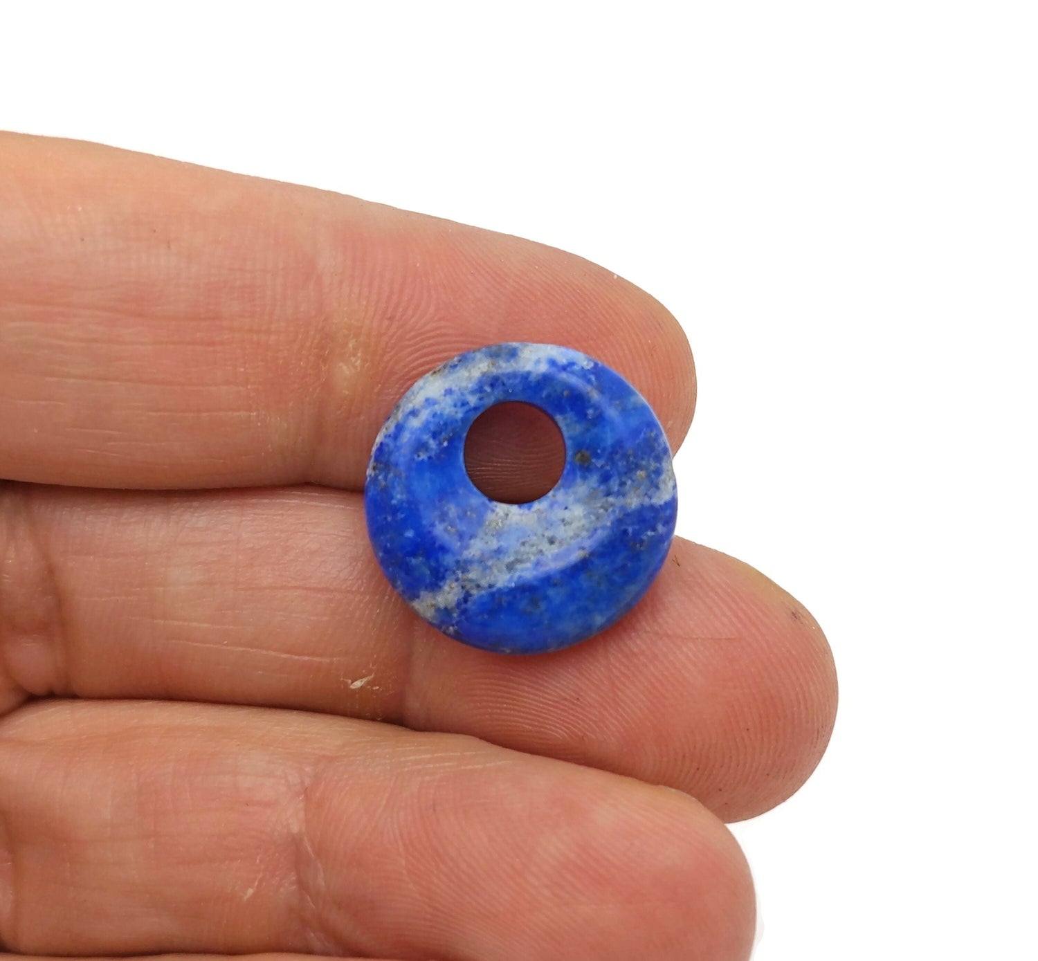 Pierre Pi en lapis-lazuli - Pierre Pi en cristal en forme de donut - Boucles d'oreilles en cristal - Pendentif porte-bonheur - 18 mm - DO1024