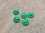 Green Jade crystal donut from GemstoneGO, 18mm Pi Stone with smooth polished surface and vibrant green color.
