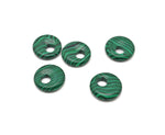 Malachite synthetic crystal donut pendant, 18mm Pi Stone from GemstoneGO, featuring vibrant green and black banded patterns.