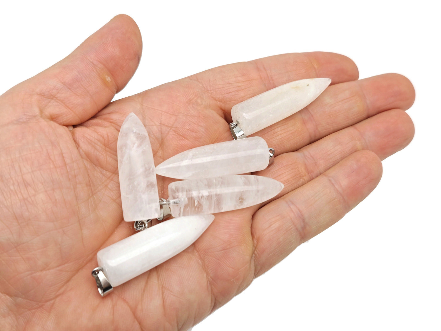 Clear Quartz Bullet Gemstone Pendant - Polished Bullet Carved - NC1454