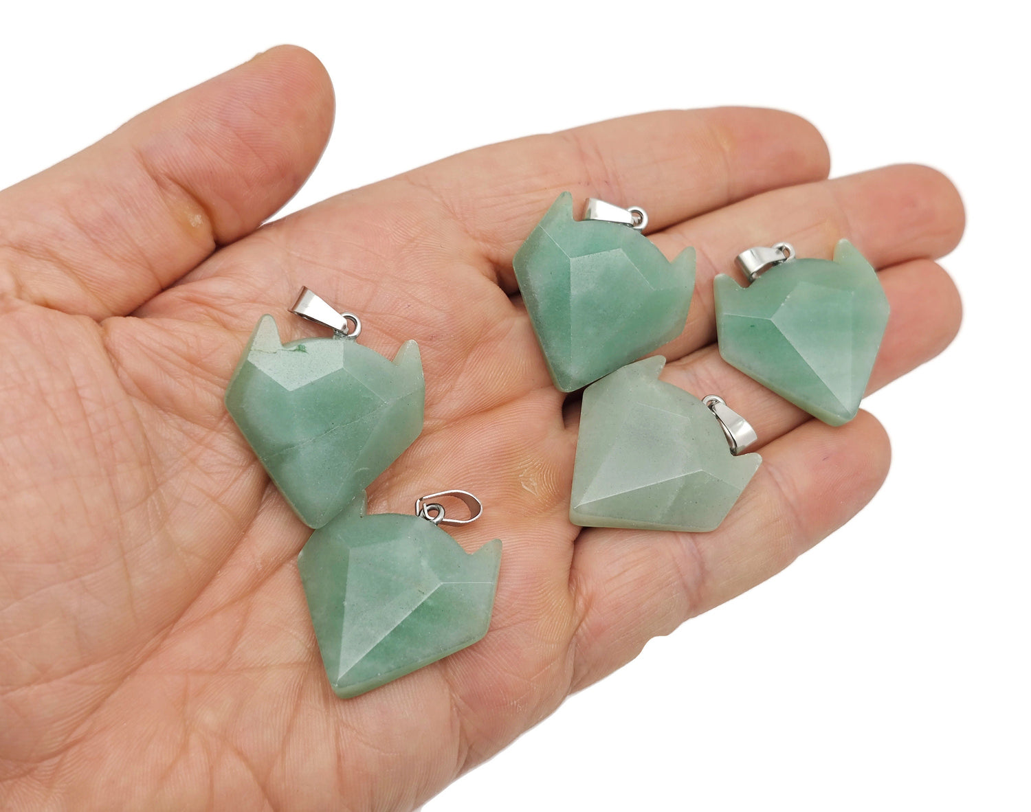 Aventurine gemstone wolf head pendant necklace by GemstoneGO, featuring a detailed wolf design carved from green aventurine crystal.