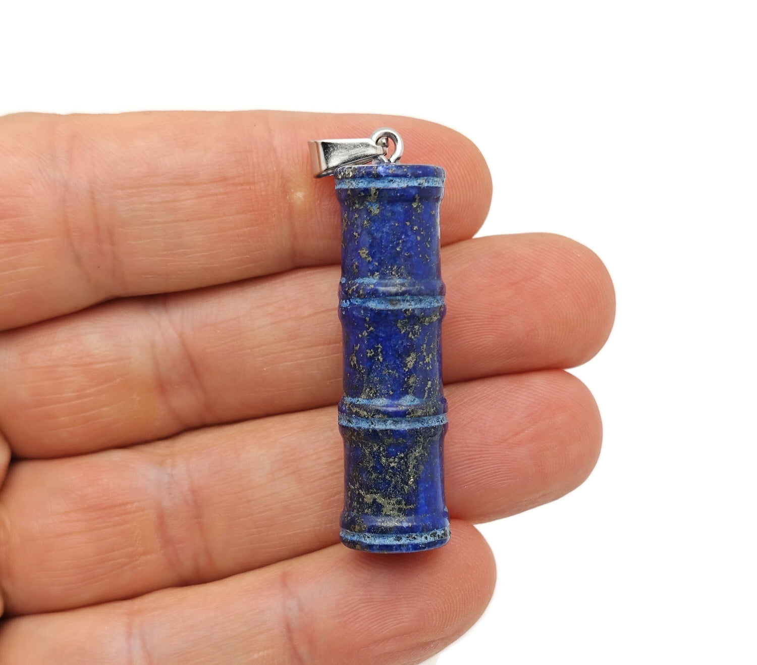 Pendentifs en lapis-lazuli en forme de bambou - Collier de protection en cristal - Bijoux en cristal de bambou - Pierres de guérison - Cadeau pour elle - NC1492