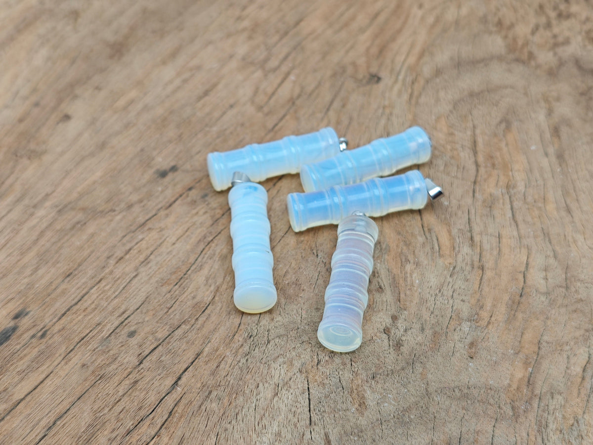 Opalite crystal pendant in bamboo shape from GemstoneGO, featuring a protective healing crystal design.