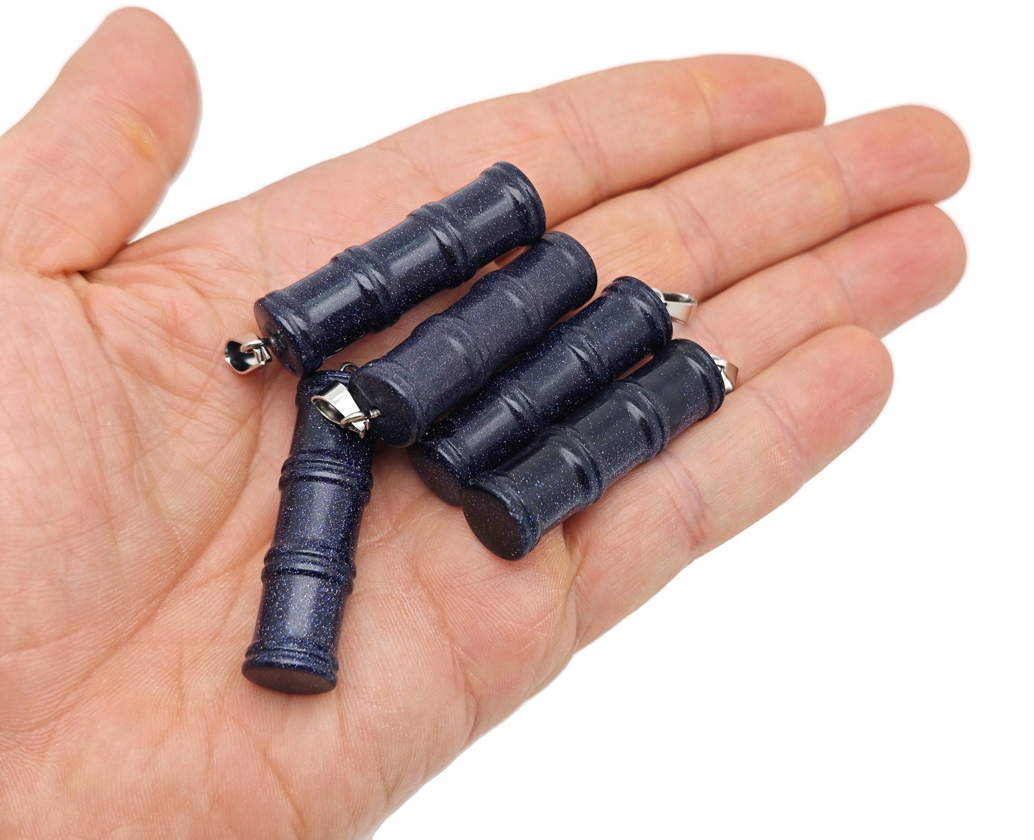 Colgante de Cristal de Oro Azul en Forma de Bambú - Cristal Protector - NC1506