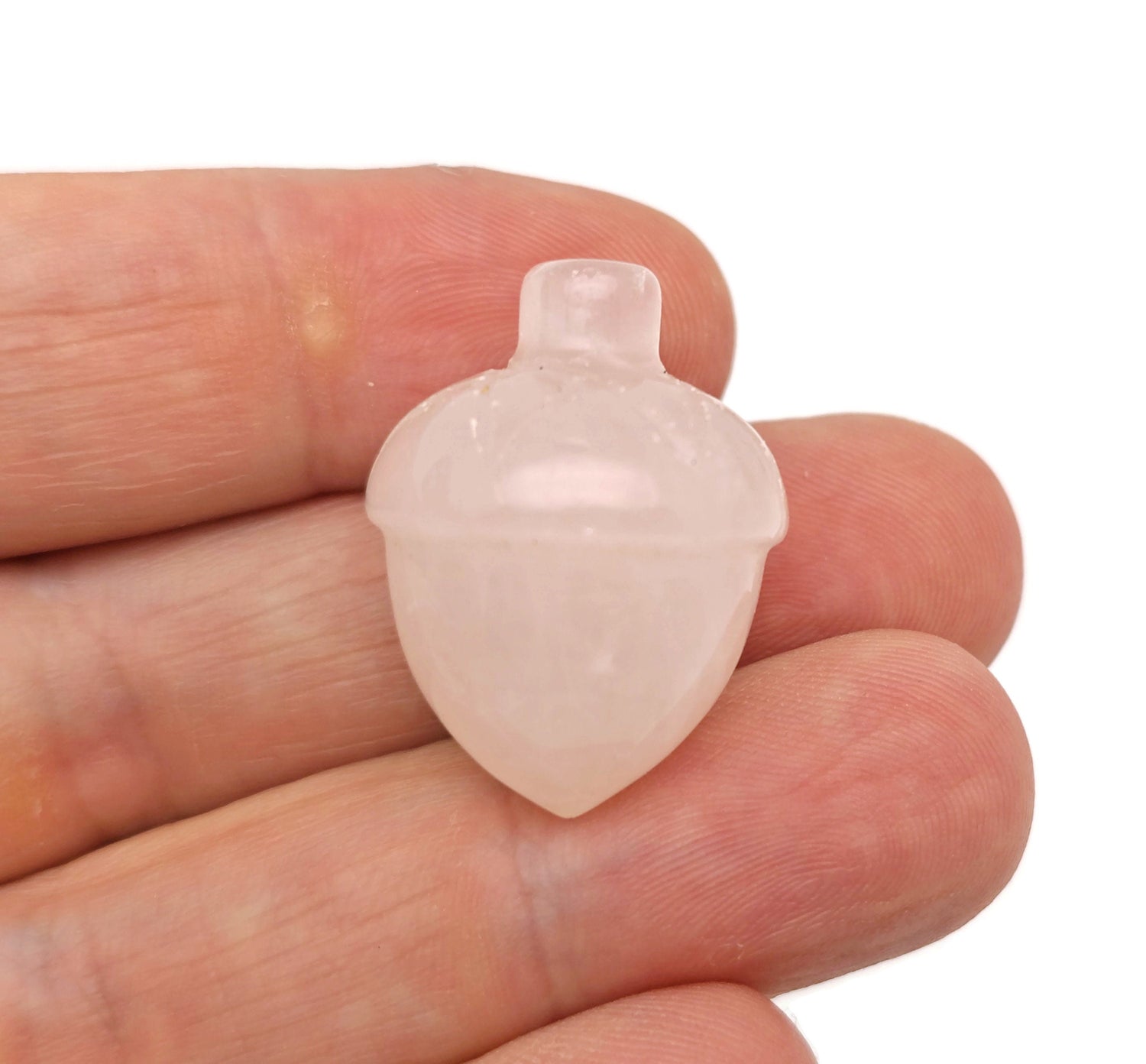 Rose Quartz Crystal Acorn Carved Gemstone - Home Crystal Decoration - 26mm - AC1001