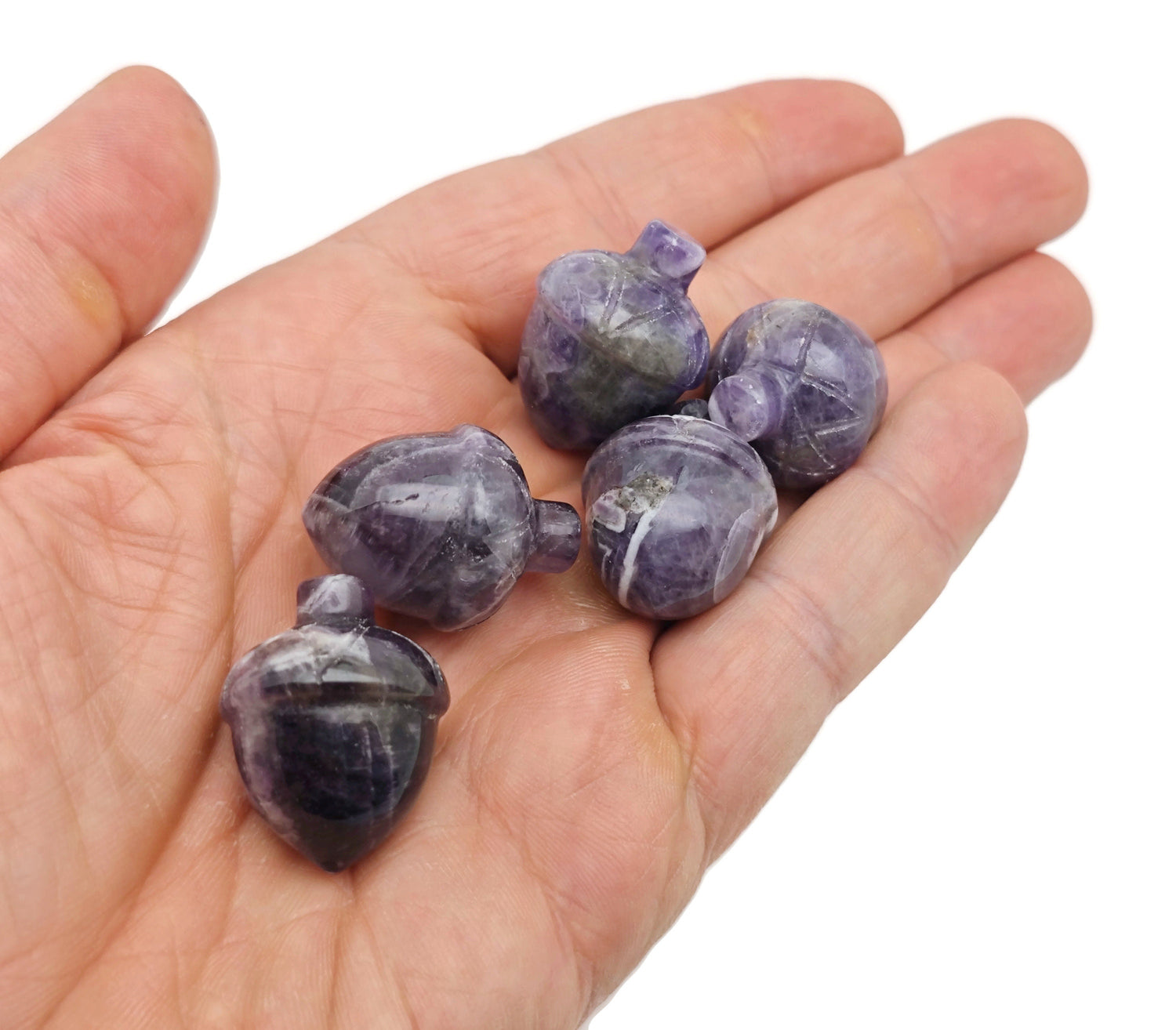 Amethyst Crystal Acorn Carved Gemstone - Home Crystal Decoration - 26mm - AC1002