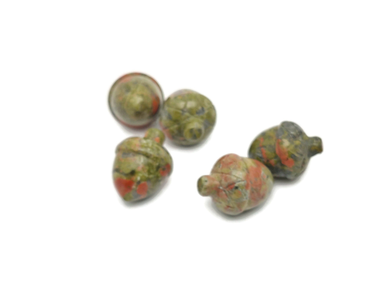 Gland sculpté en cristal d'unakite - Guérison Reiki - Décoration en cristal pour la maison - Ornement en cristal - Lithothérapie - 26 mm - AC1013