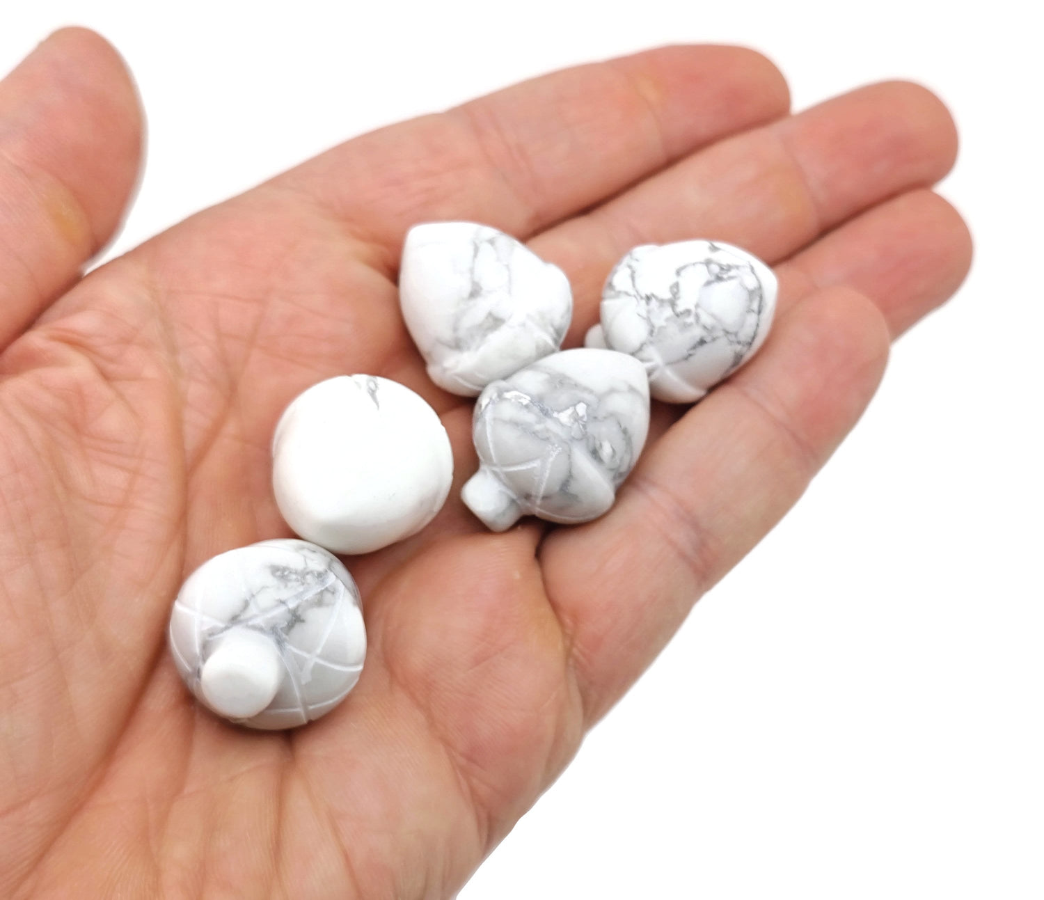Gland sculpté en howlite - Guérison Reiki - Décoration d'intérieur en cristal - Ornement en cristal - Lithothérapie - 26 mm - AC1017
