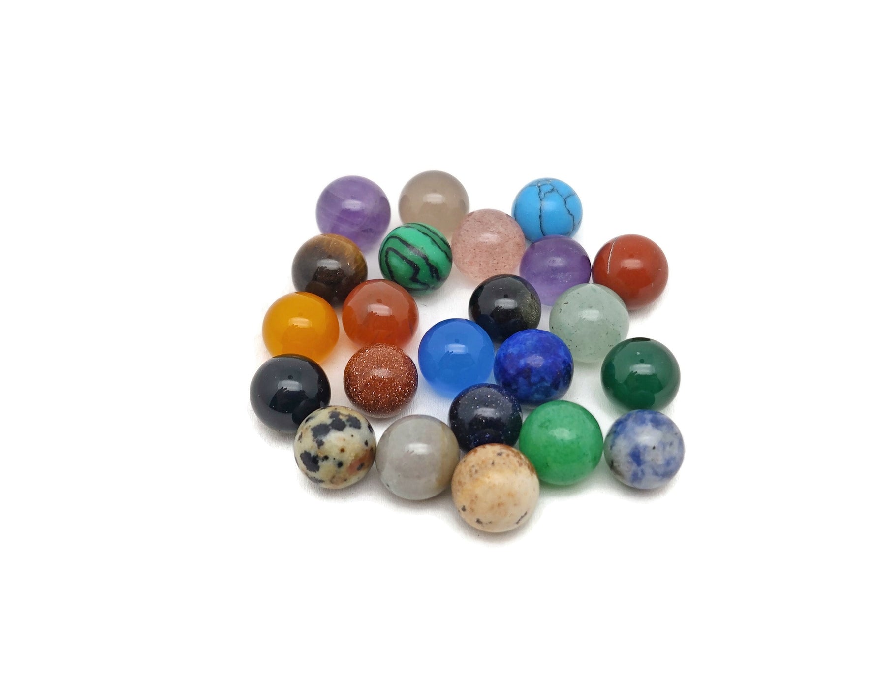8mm mini sphere gemstone crystal ball in mixed colors from GemstoneGO, showcasing vibrant, polished mineral stones.