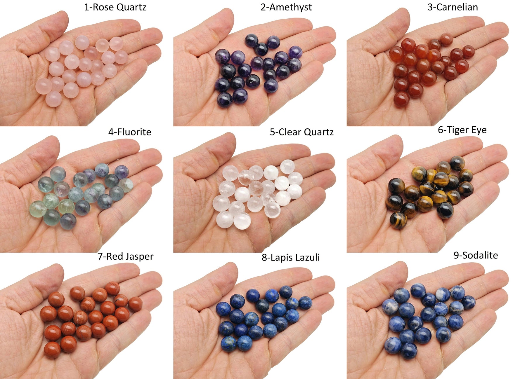 12mm mixed color gemstone crystal sphere from GemstoneGO, smooth polished gemstone ball for collection or display.