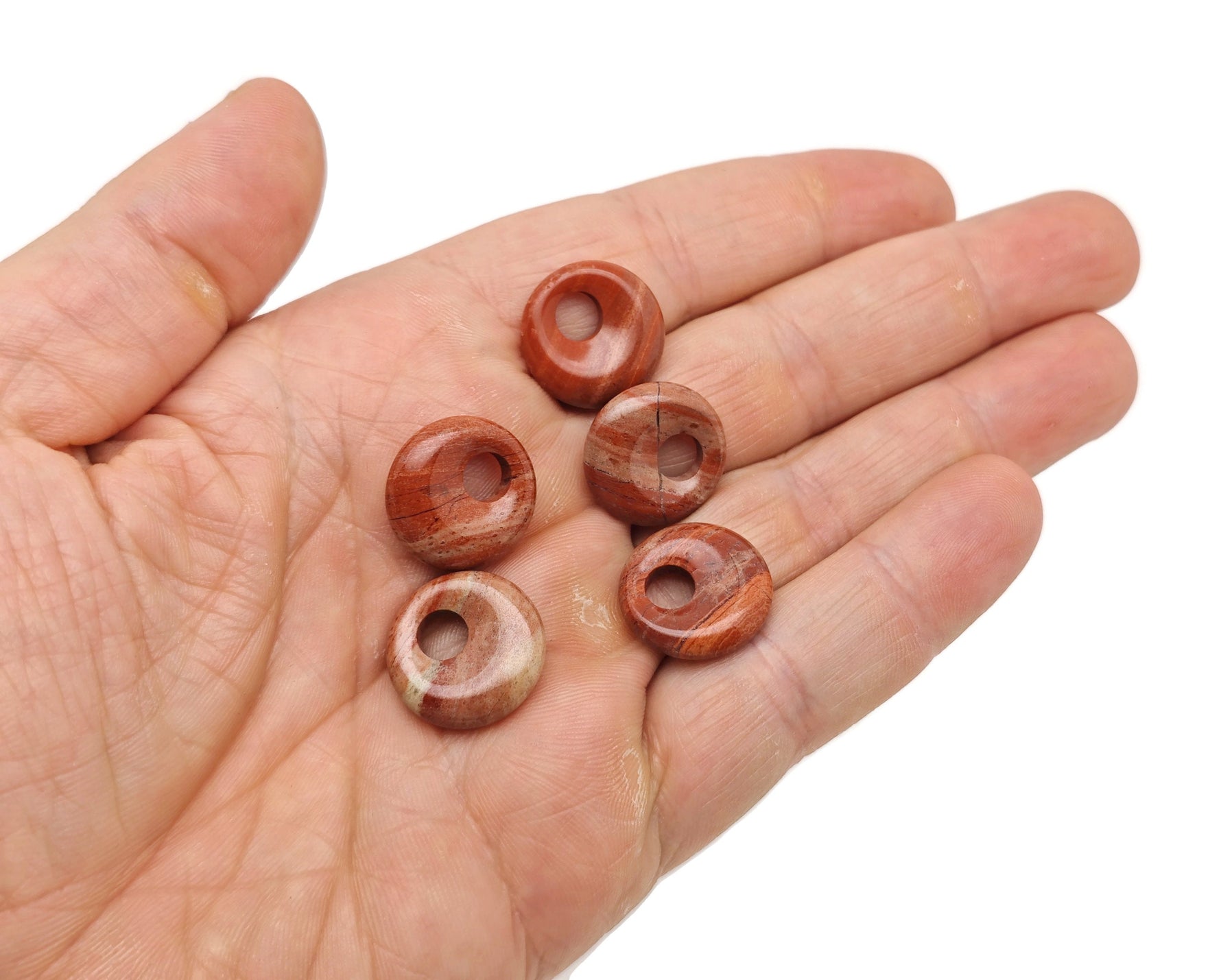 Colorful gemstone crystal donut with Pi symbol, 18mm healing rock from GemstoneGO, featuring a polished mixed gemstone surface.