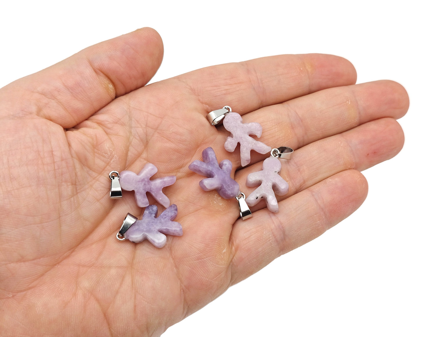 Lepidolite Gingerbread Cookies Men Crystal Pendant - Mineral Specimens - NC1537