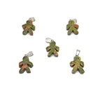 Unakite gingerbread man crystal pendant from GemstoneGO, featuring detailed mineral specimen design and vibrant pink-green color.